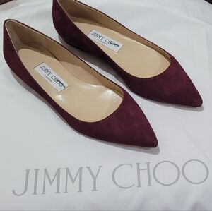 Jimmy Choo Burgandy Suede Flats